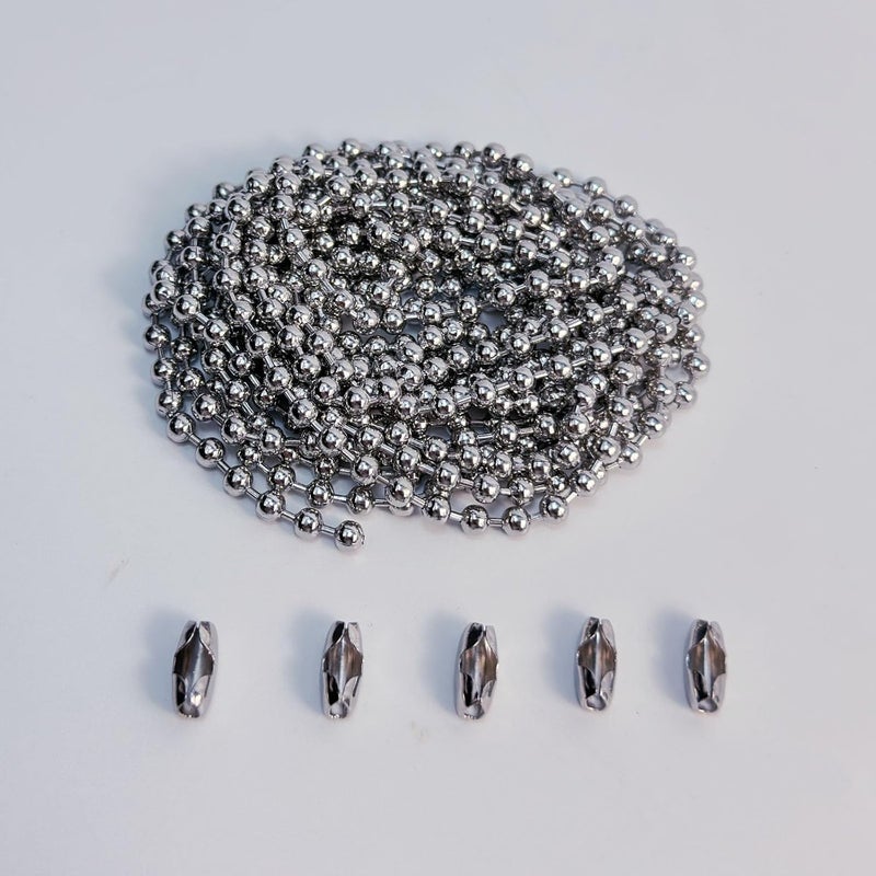 KOCOZA Store 10 Feet 4.5mm Ball Bead Chain with 5 Connectors for Blinds & Shades, Fix or Replace for Broken Window Blind Vertical (#10, 304 Stainless Steel) - Image 1
